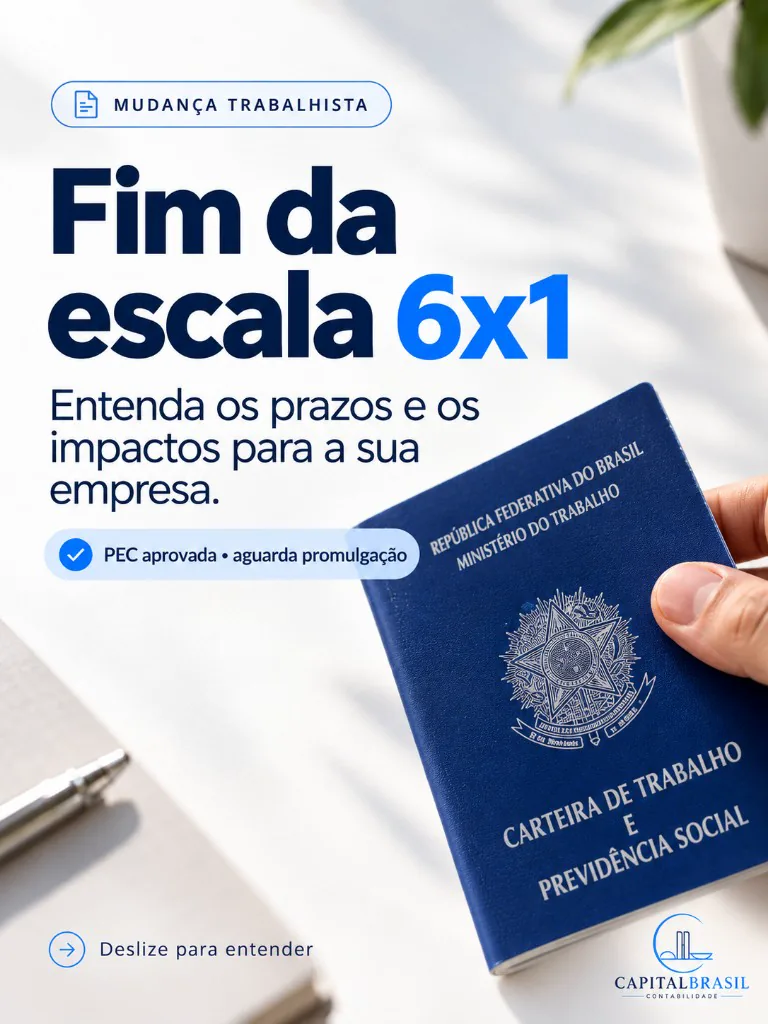 Post sobre o fim da escala 6x1, da Capital Brasil