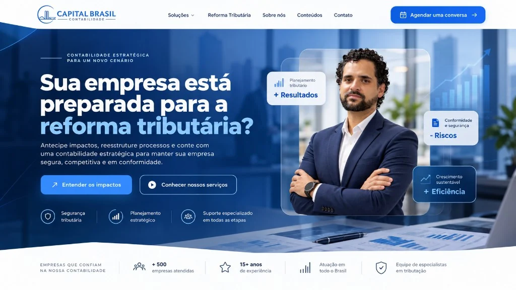 Preview horizontal do site da Capital Brasil Contabilidade