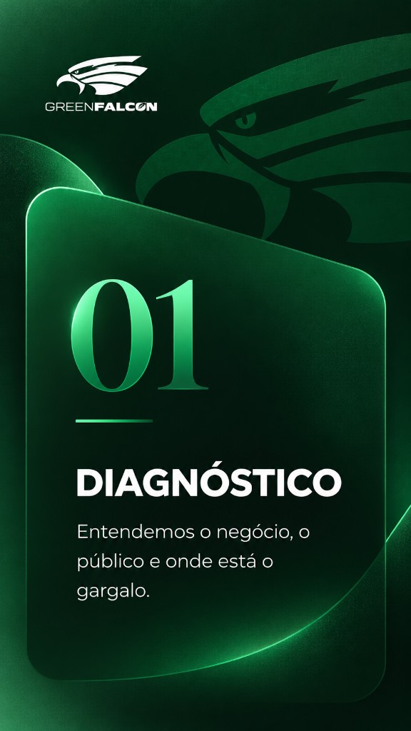 01. Diagnóstico. Entendemos o negócio, o público e onde está o gargalo.